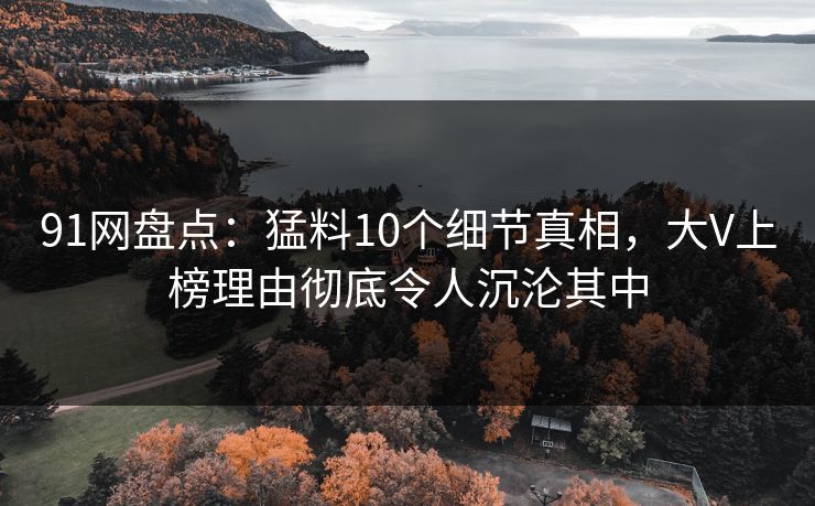 91网盘点：猛料10个细节真相，大V上榜理由彻底令人沉沦其中