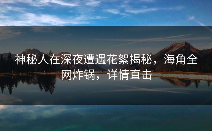 神秘人在深夜遭遇花絮揭秘，海角全网炸锅，详情直击