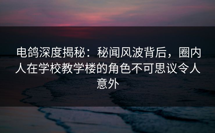 电鸽深度揭秘：秘闻风波背后，圈内人在学校教学楼的角色不可思议令人意外
