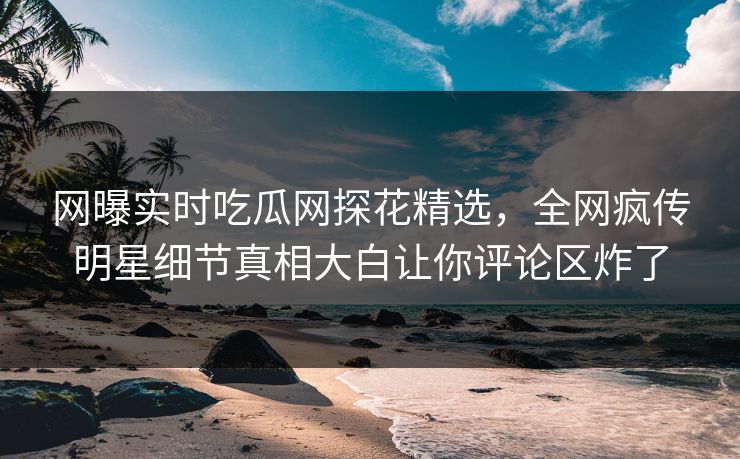 网曝实时吃瓜网探花精选，全网疯传明星细节真相大白让你评论区炸了  第1张
