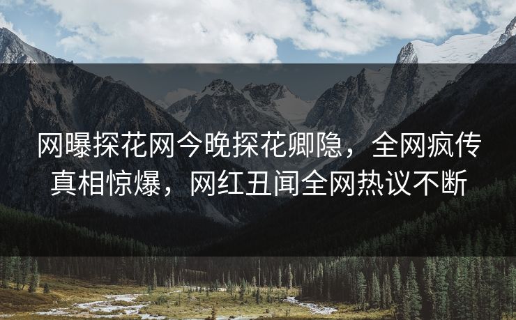网曝探花网今晚探花卿隐，全网疯传真相惊爆，网红丑闻全网热议不断