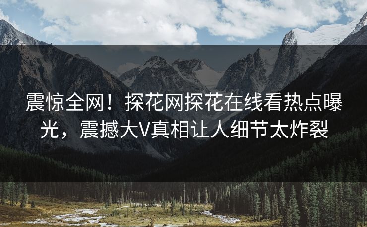 震惊全网！探花网探花在线看热点曝光，震撼大V真相让人细节太炸裂