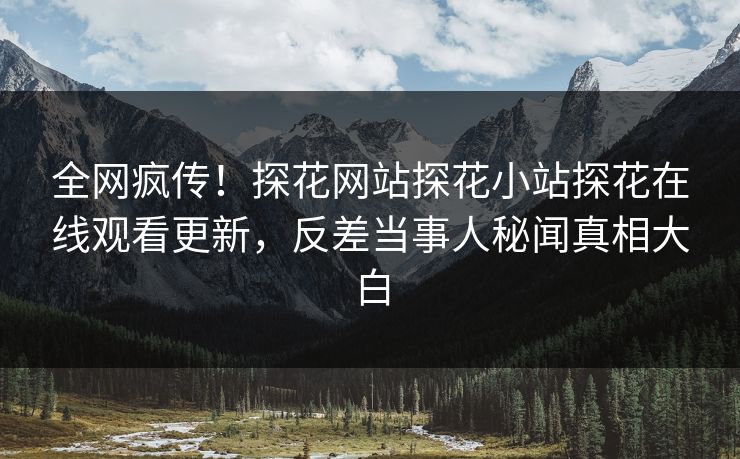 全网疯传！探花网站探花小站探花在线观看更新，反差当事人秘闻真相大白