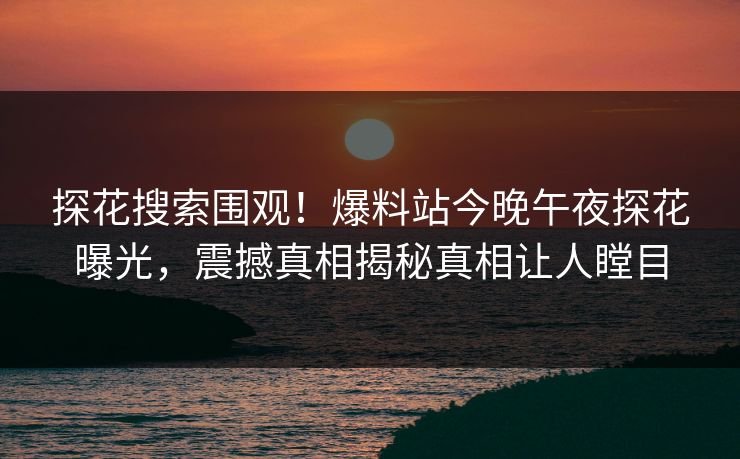 探花搜索围观！爆料站今晚午夜探花曝光，震撼真相揭秘真相让人瞠目  第1张