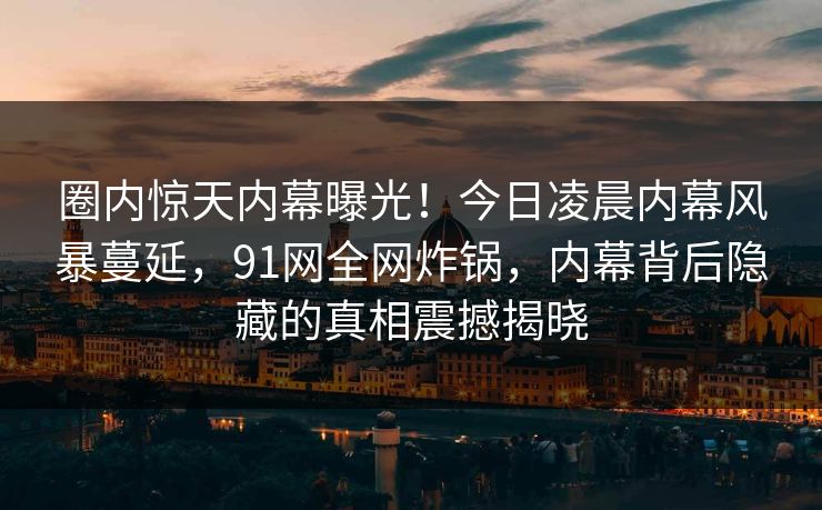 圈内惊天内幕曝光！今日凌晨内幕风暴蔓延，91网全网炸锅，内幕背后隐藏的真相震撼揭晓  第1张