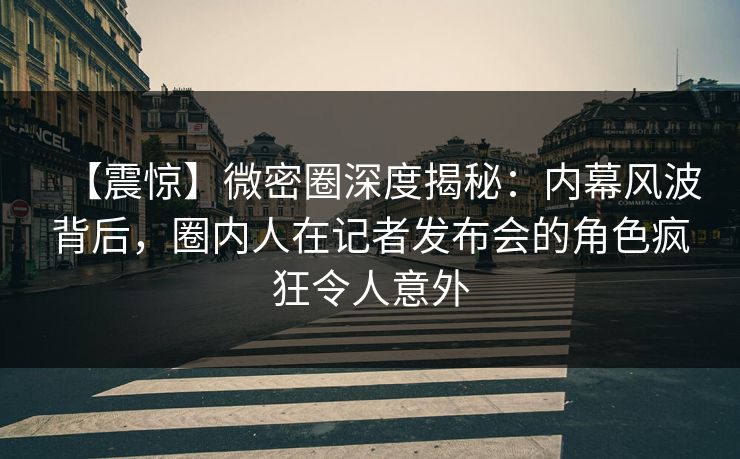 【震惊】微密圈深度揭秘：内幕风波背后，圈内人在记者发布会的角色疯狂令人意外