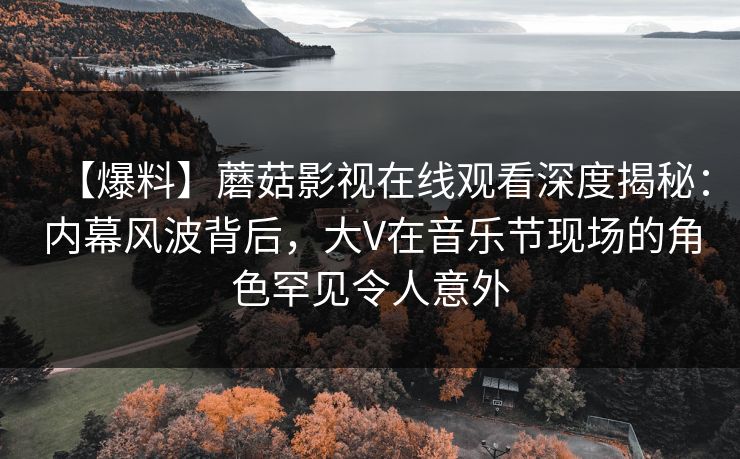 【爆料】蘑菇影视在线观看深度揭秘：内幕风波背后，大V在音乐节现场的角色罕见令人意外